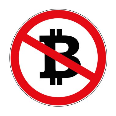 bitcoin kripto para yasaklı uyarı işareti simgesi