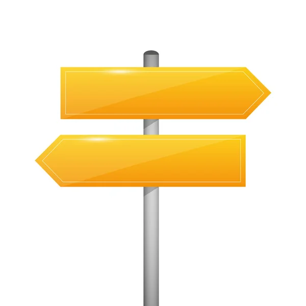 Amarillo dirección en blanco señal de flecha flecha izquierda y derecha — Vector de stock
