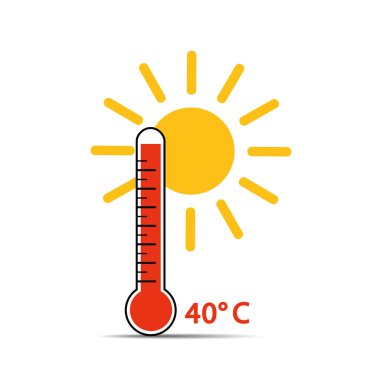 güneş ışığı ile ısı termometre simgesi 40 derece yaz hava