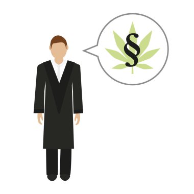 male judge character talks about cannabis law clipart