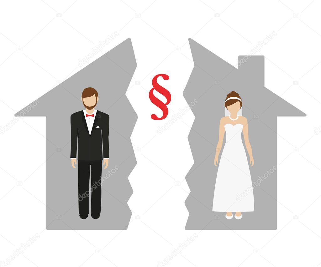 division of property at divorce of man and woman in a half house