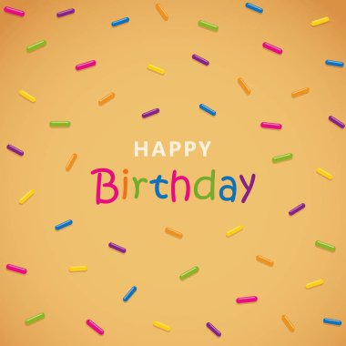 renkli sprinkles ile mutlu yıllar tebrik kartı