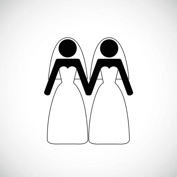 Lesbianas matrimonio etiquetas pictograma — Vector de stock