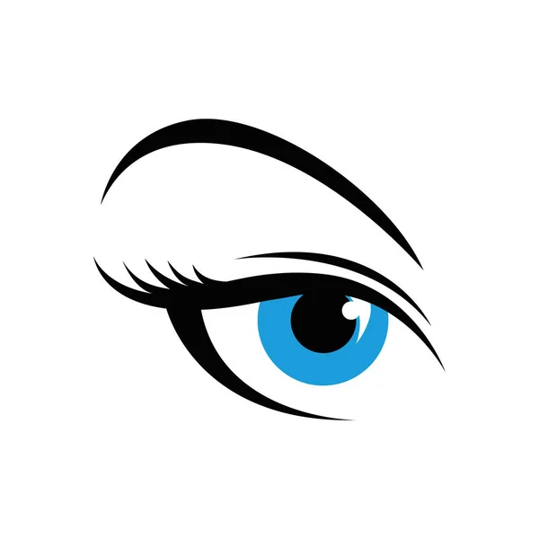 Blu donna occhio disegno semplice — Vettoriale Stock