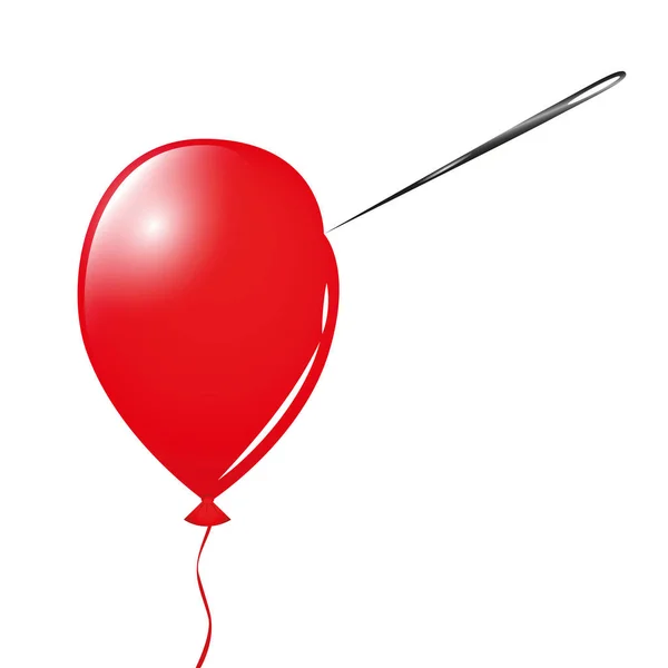 Balon roșu și ac — Vector de stoc