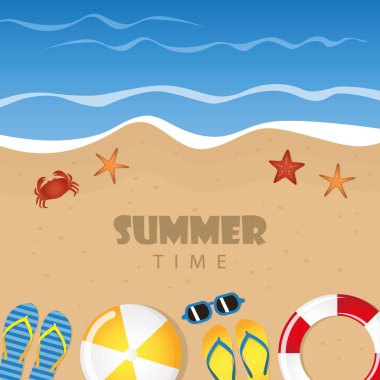 farklı plaj aletleri yaz tatili arka planı
