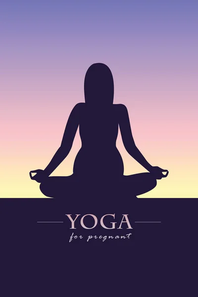 Yoga para mujeres embarazadas silueta — Vector de stock