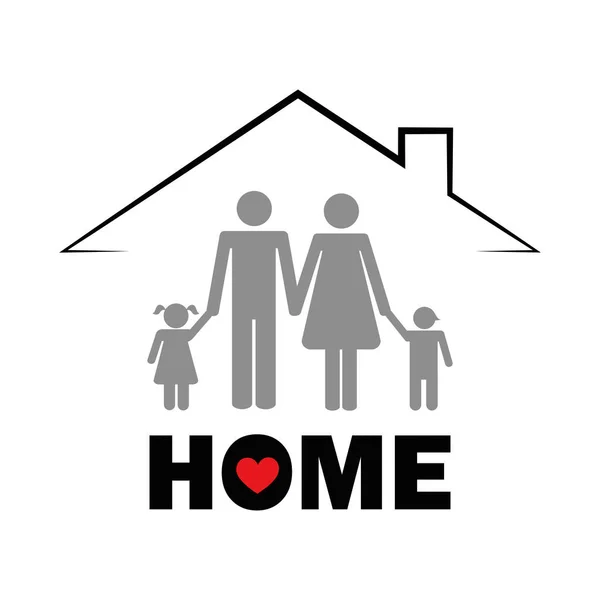 Familie unterm Dach Home-Konzept-Piktogramm — Stockvektor