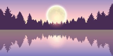 dolunay çam orman doğa manzara güzel göl