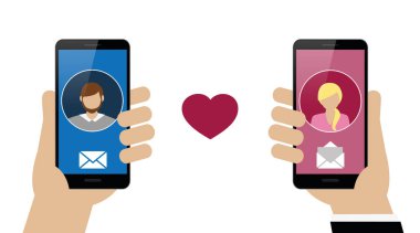akıllı telefon üzerinden kadın ve adam arasında online dating