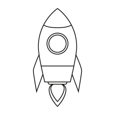 roket gemi anahat çizim beyaz arka plan üzerinde izole