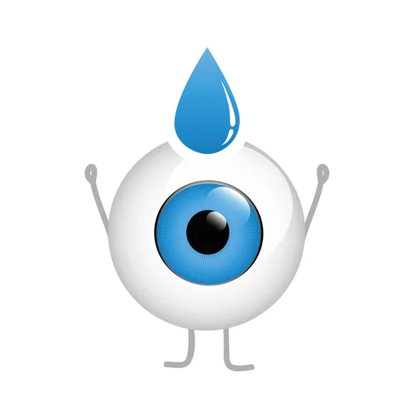 Happy eye cartoon with eye drop isolated on white background - Stok Vektor