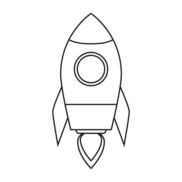 Rocket ship outline drawing isolated on white background — Stock Vector