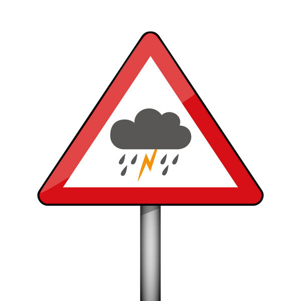 Треугольный предупреждающий знак грозовой погоды
