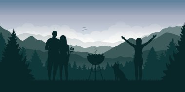 yeşil dağ manzaralı arkadaşlar la bbq