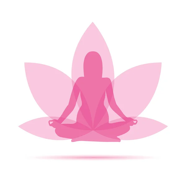 Yoga voor zwangere vrouwen roze Lotus bloem — Stockvector