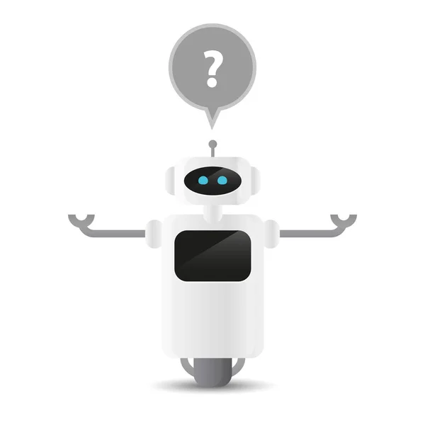 Personagem robô bonito tem uma pergunta — Vetor de Stock