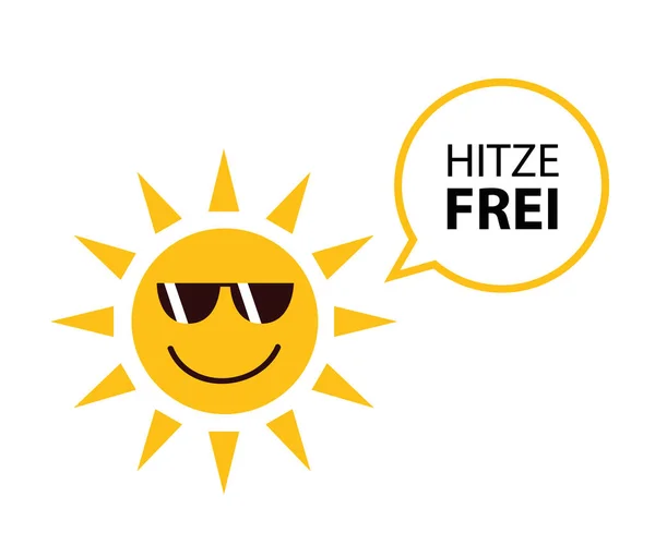 Glad sommar sol med sungasses och tysk text Heat Free — Stock vektor