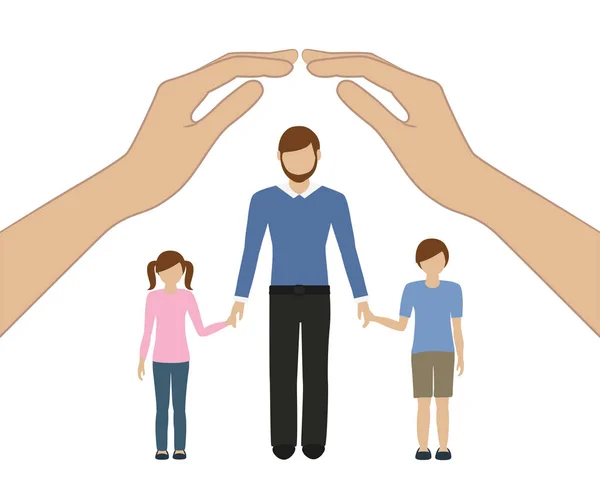 Garder la main sur le concept d'assurance familiale — Image vectorielle