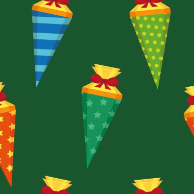 dikişsiz desen renkli okul şeker koni