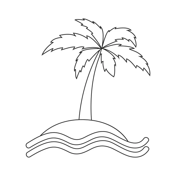 Ö med Palm Tree Outline ritning — Stock vektor