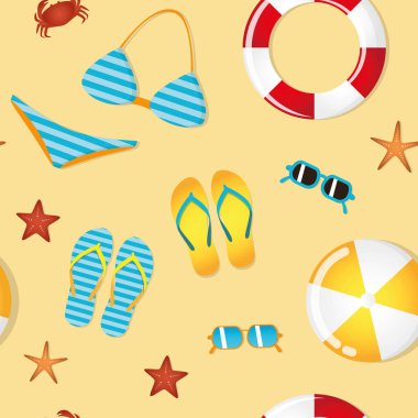 dikişsiz desen yaz tatil plaj gereçleri
