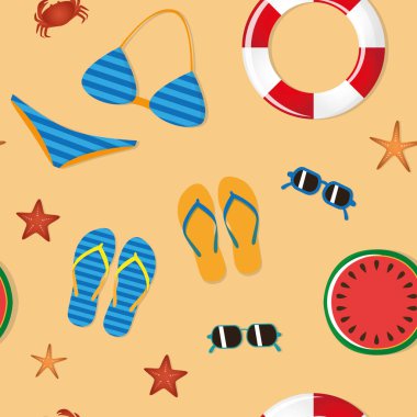 dikişsiz desen yaz tatil plaj gereçleri