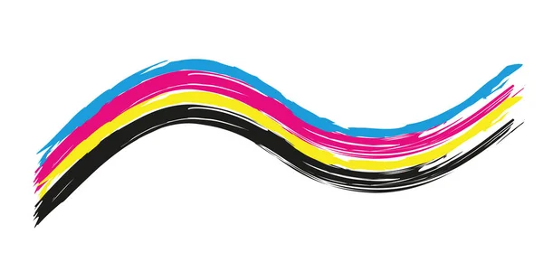 Ilustrasi dari cmyk pencetakan gelombang warna - Stok Vektor