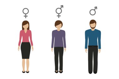 gender characters female male and neutral clipart