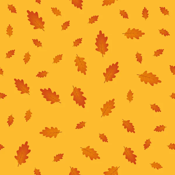 Turuncu arka plan üzerinde dikişsiz desen sonbahar yaprakları — Stok Vektör