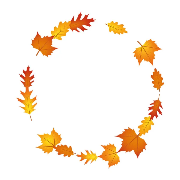 Herfstbladeren cirkel geïsoleerd op witte achtergrond — Stockvector