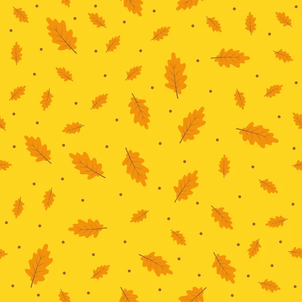 Naadloze patroon herfst bladeren op oranje achtergrond — Stockvector