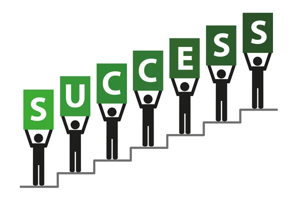 Emberek a siker lépcsőn piktogram — Stock Vector