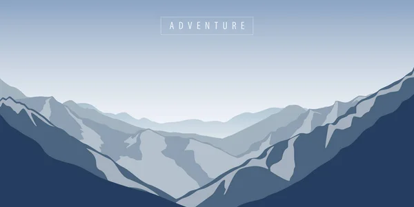 Azul nieve montañas invierno paisaje fondo — Vector de stock