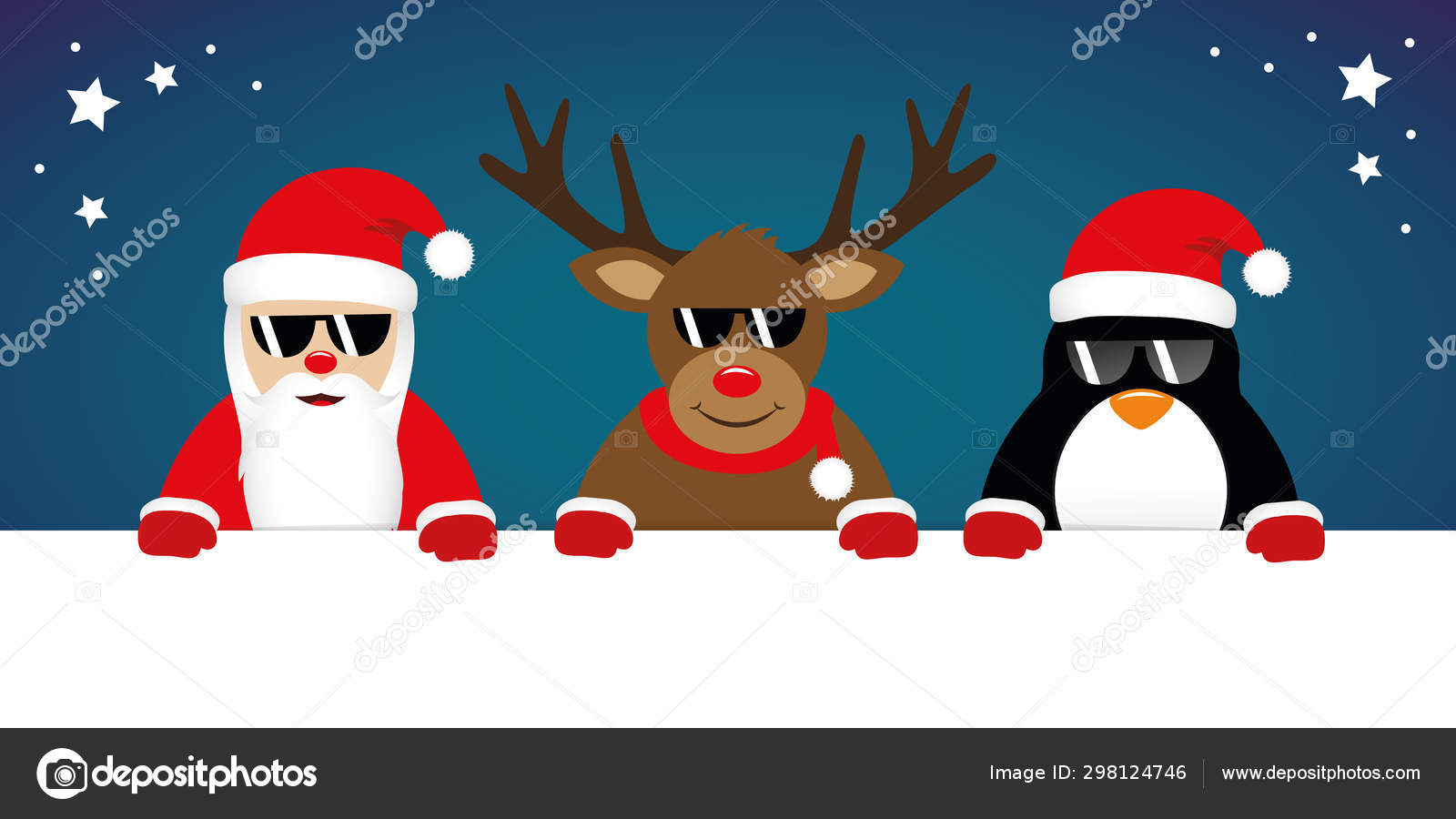 かわいいトナカイ サンタ クロースとクリスマスのためのサングラスと かわいいトナカイ サンタ クロースとクリスマスのためのサングラスと