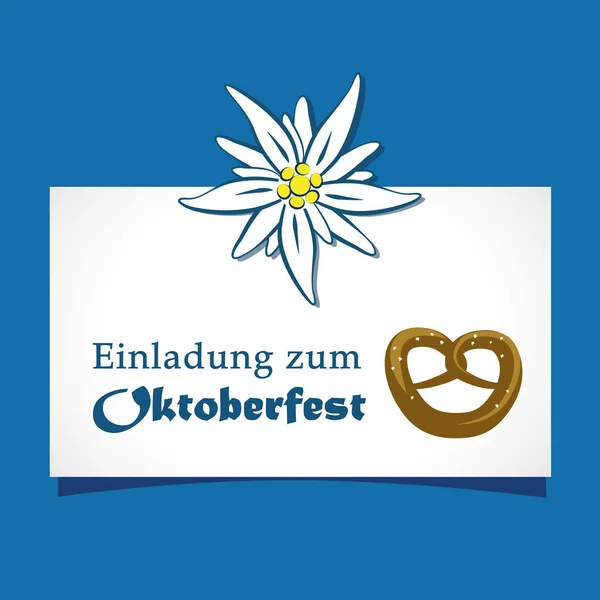 Oktoberfest celebração edelweiss flor e prezel — Vetor de Stock