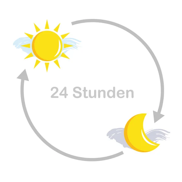 24 часа солнце и луна день и ночь — стоковый вектор