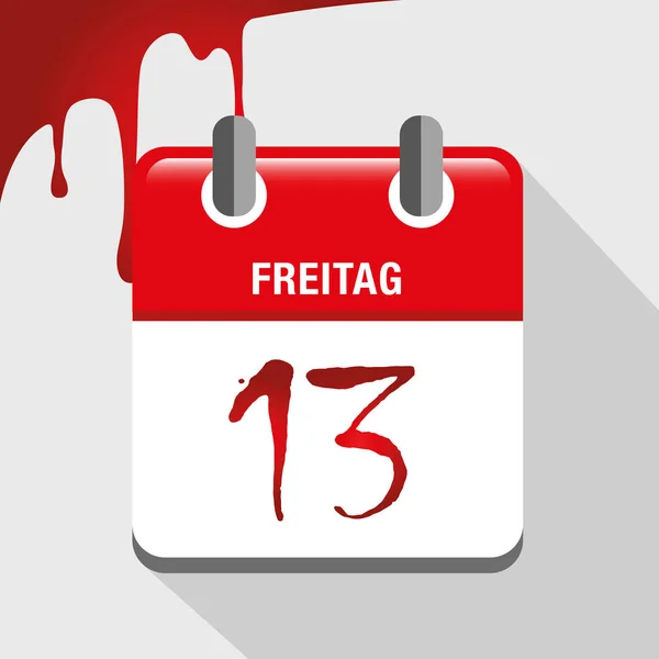 Freitag, der 13. im Kalender mit Blut — Stockvektor