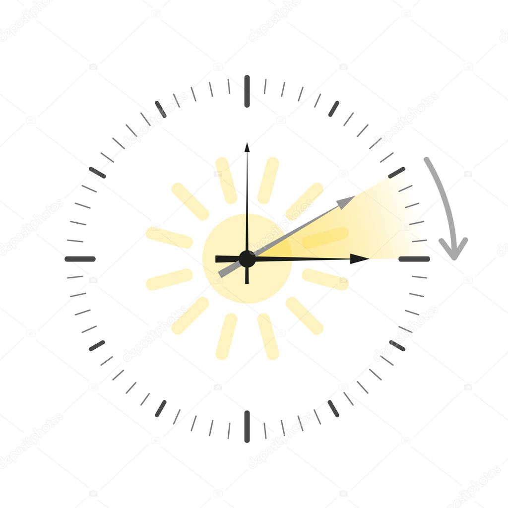 clock with sun summer time daylight saving time