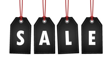 beyaz arka plan üzerinde satış promosyon asılı etiket