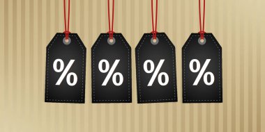 soyut kağıt arka plan üzerinde yüzde satış promosyon asılı etiket