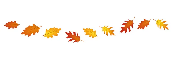 Set di foglie autunnali al vento su sfondo bianco — Vettoriale Stock