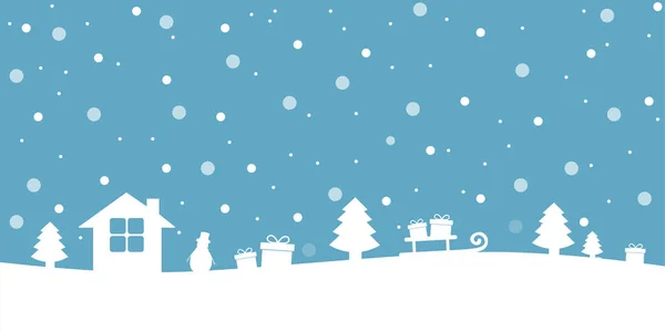 Azul e branco nevado Natal inverno paisagem —  Vetores de Stock