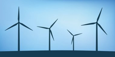 yel değirmenleri siluet rüzgar enerjisi enerji kavramı