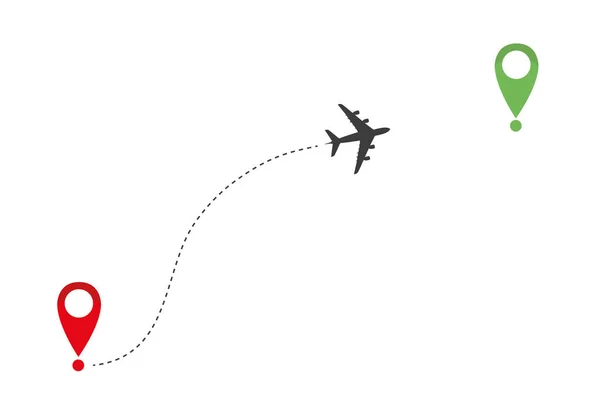 비행기 경로 목적지 벡터 일러스트 — 스톡 벡터