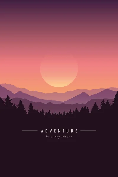 Aventura roxo paisagem montesa fundo —  Vetores de Stock