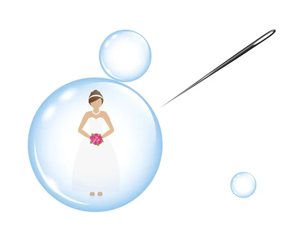 Bride in a soap bubble and a needle — ストックベクタ