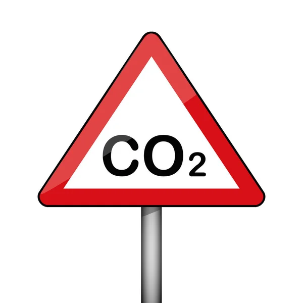 Triangular tanda peringatan polusi lingkungan CO2 - Stok Vektor