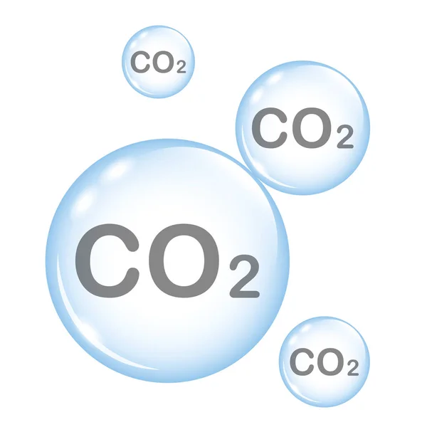 二氧化碳排放蓝色气泡隔离在白色 — 图库矢量图片