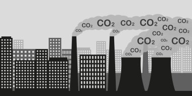 hava kirliliği Co2 sanayi sis ve zararlı gaz emisyonu ile şehir ve sanayi
